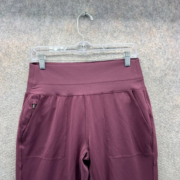 Athleta Skyline Pants Women Medium Burgundy Stretch Jogger Athletic Knit Tapered - Picture 7 of 10